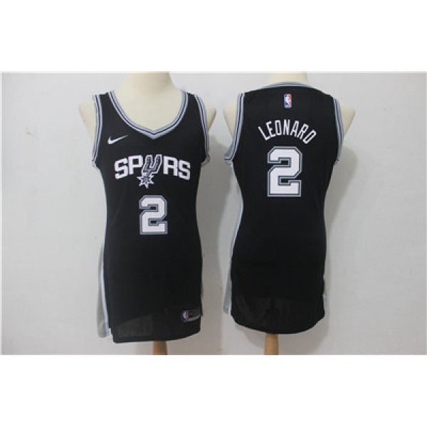 Nike  San Antonio Spurs #2 Kawhi Leonard Black Women Swingman Jersey