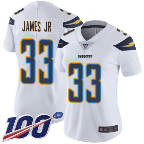 Nike Chargers #33 Derwin James Jr White Women's Stitched NFL 100th Season Vapor Limited Jersey