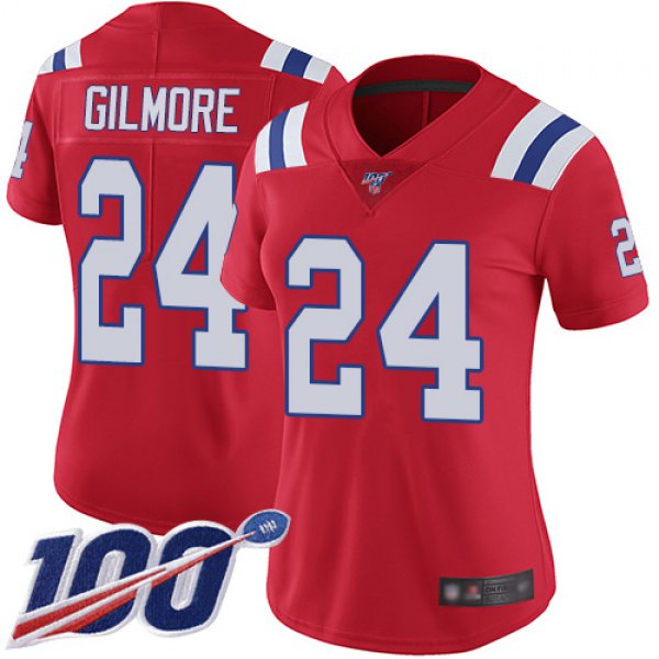 Nike Patriots #24 Stephon Gilmore Red Alternate Women's Stitched NFL 100th Season Vapor Limited Jersey