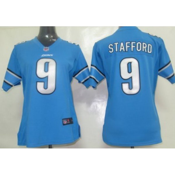 Nike Detroit Lions #9 Matthew Stafford Light Blue Game Womens Jersey