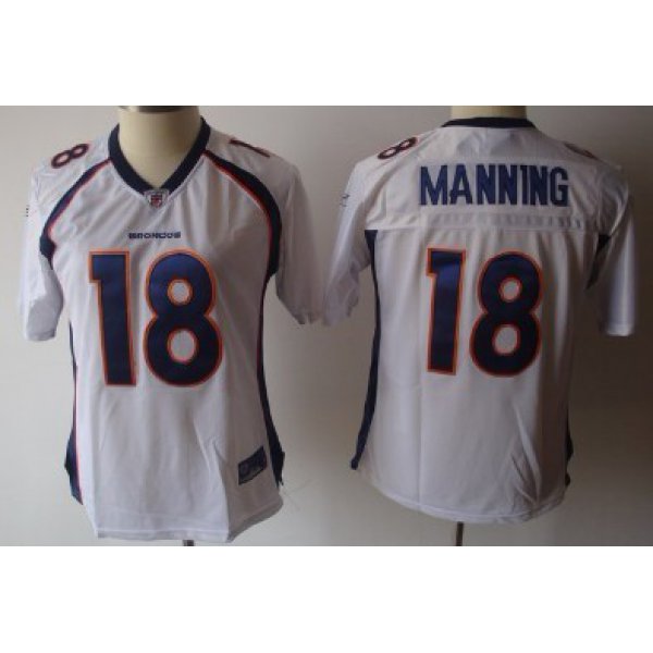 Denver Broncos #18 Peyton Manning White Womens Jersey
