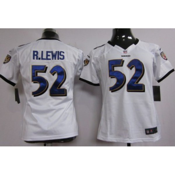 Nike Baltimore Ravens #52 Ray Lewis White Game Womens Jersey