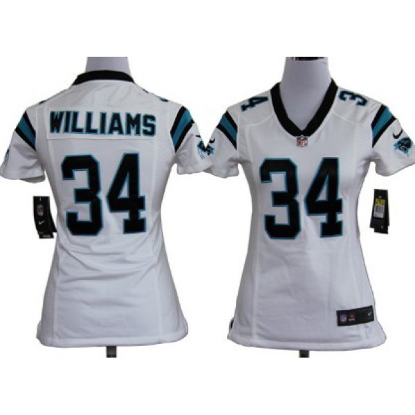 Nike Carolina Panthers #34 DeAngelo Williams White Game Womens Jersey