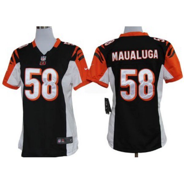 Nike Cincinnati Bengals #58 Rey Maualuga Black Game Womens Jersey