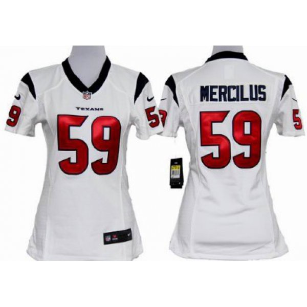 Nike Houston Texans #59 Whitney Mercilus White Game Womens Jersey