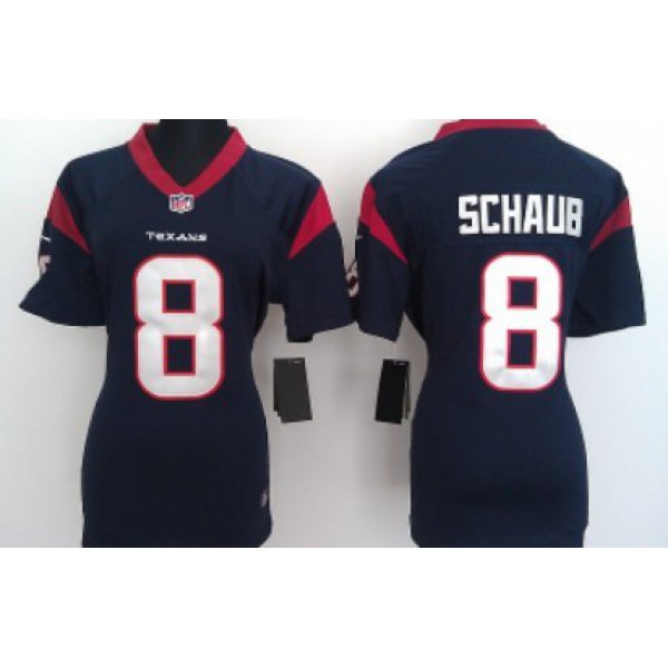 Nike Houston Texans #8 Matt Schaub Blue Game Womens Jersey