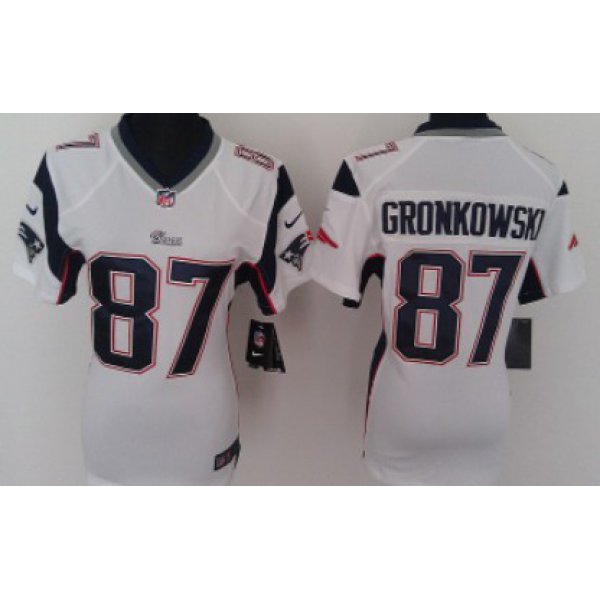 Nike New England Patriots #87 Rob Gronkowski White Game Womens Jersey