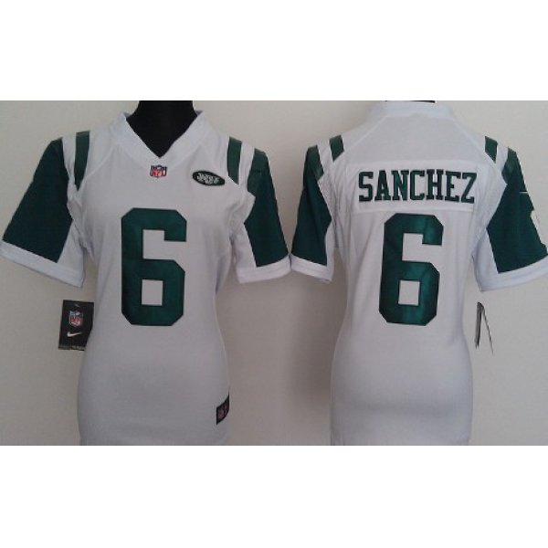 Nike New York Jets #6 Mark Sanchez White Game Womens Jersey