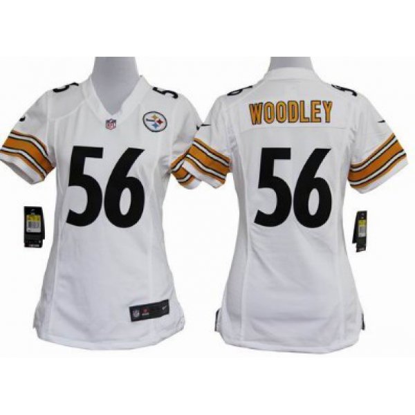 Nike Pittsburgh Steelers #56 Lamarr Woodley White Game Womens Jersey