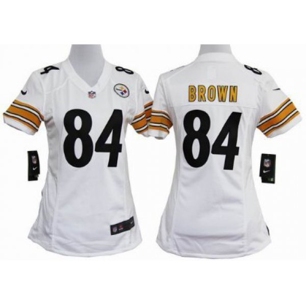 Nike Pittsburgh Steelers #84 Antonio Brown White Game Womens Jersey