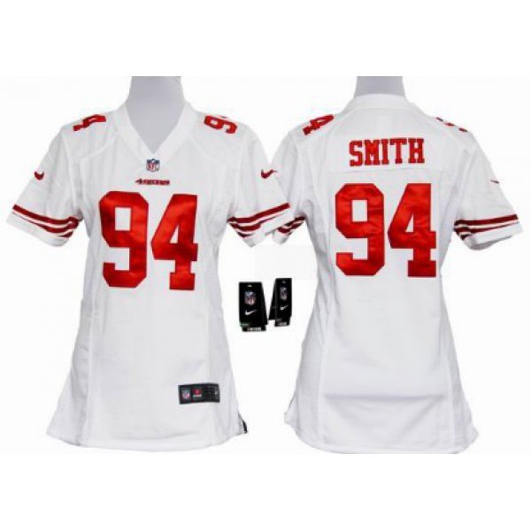 Nike San Francisco 49ers #94 Justin Smith White Game Womens Jersey