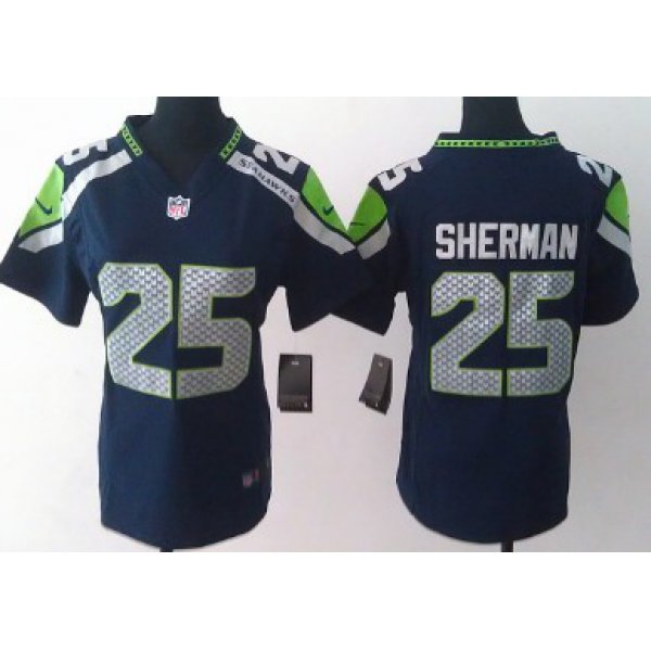 Nike Seattle Seahawks #25 Richard Sherman Navy Blue Game Womens Jersey