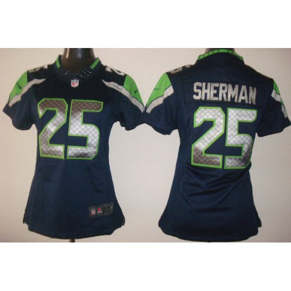 Nike Seattle Seahawks #25 Richard Sherman Navy Blue Limited Womens Jersey