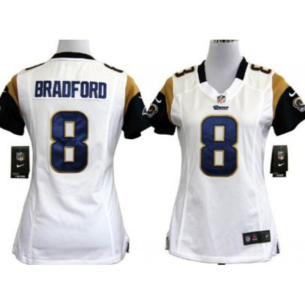 Nike St. Louis Rams #8 Sam Bradford White Game Womens Jersey