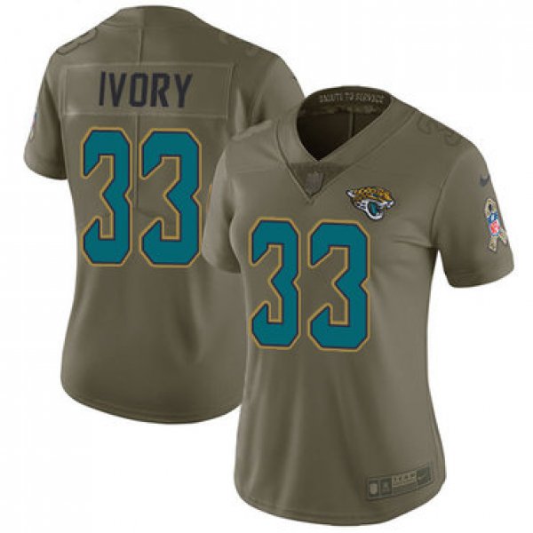 Women's Nike Jacksonville Jaguars #33 Chris Ivory Olive Stitched NFL Limited 2017 Salute to Service Jersey