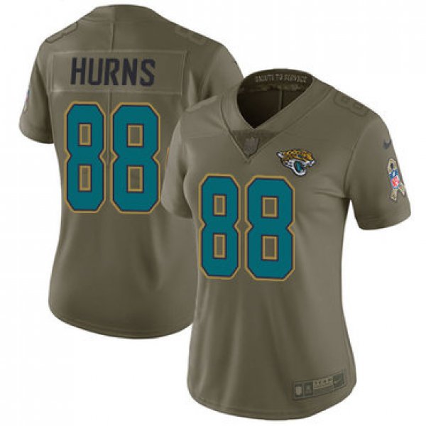 Women's Nike Jacksonville Jaguars #88 Allen Hurns Olive Stitched NFL Limited 2017 Salute to Service Jersey