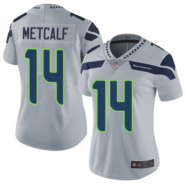 Seahawks #14 D.K. Metcalf Grey Alternate Women's Stitched Football Vapor Untouchable Limited Jersey