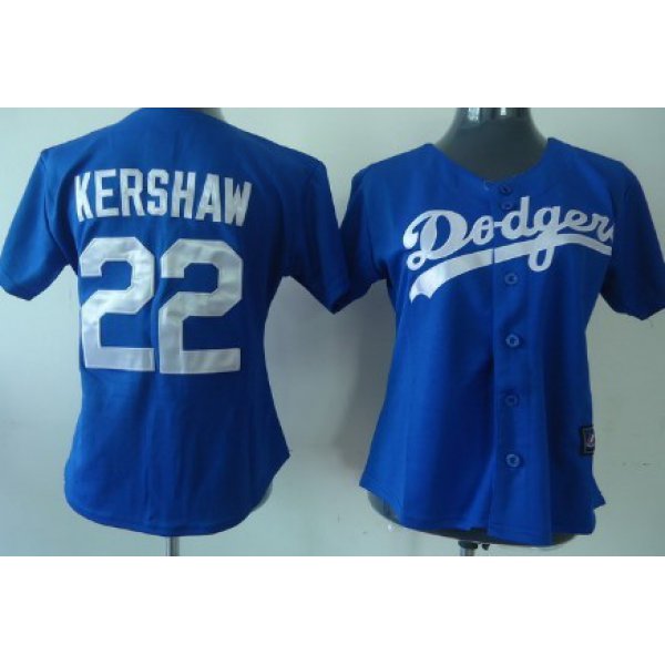 Los Angeles Dodgers #22 Clayton Kershaw Blue Womens Jersey