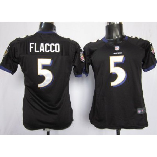 Nike Baltimore Ravens #5 Joe Flacco Black Game Womens Jersey