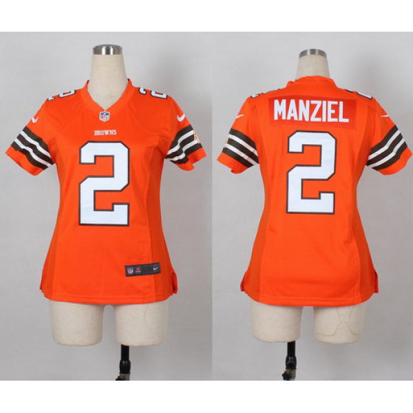 Nike Cleveland Browns #2 Johnny Manziel Orange Game Womens Jersey