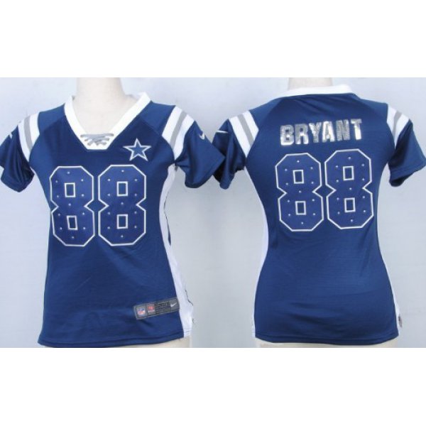 Nike Dallas Cowboys #88 Dez Bryant Drilling Sequins Blue Womens Jersey