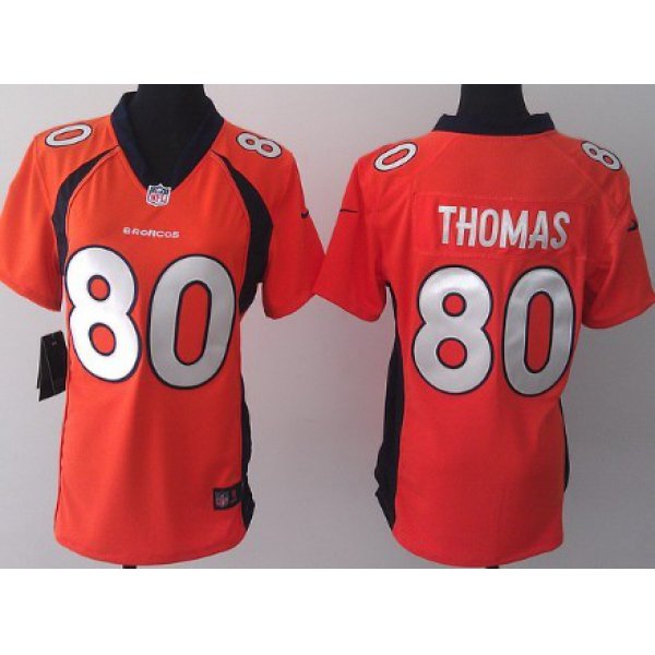 Nike Denver Broncos #80 Julius Thomas 2013 Orange Game Womens Jersey