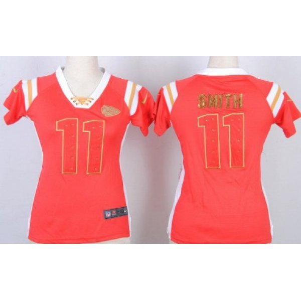 Nike Kansas City Chiefs #11 Alex Smith Drilling Sequins Red Womens Jersey