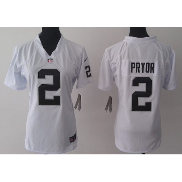 Nike Oakland Raiders #2 Terrelle Pryor White Game Womens Jersey