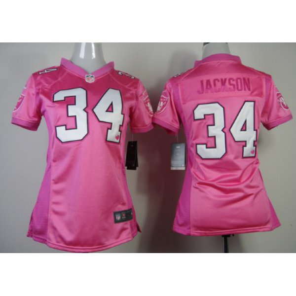 Nike Oakland Raiders #34 Bo Jackson Pink Love Womens Jersey