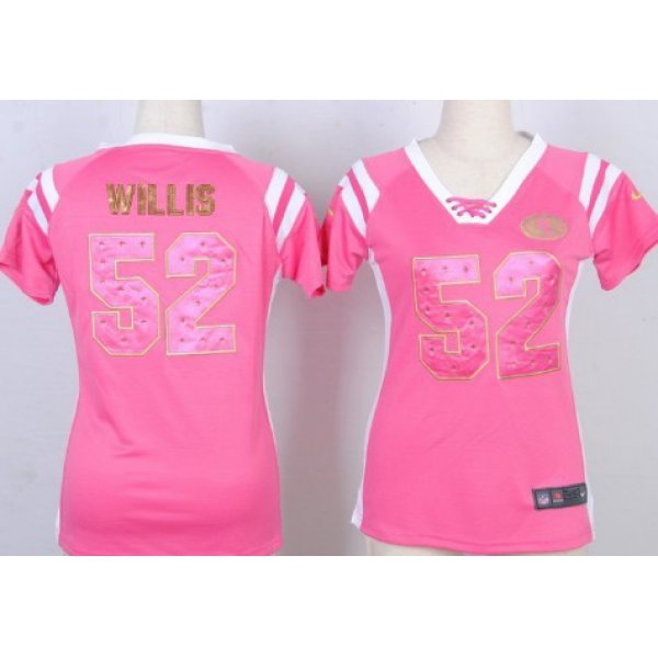 Nike San Francisco 49ers #52 Patrick Willis Drilling Sequins Pink Womens Jersey