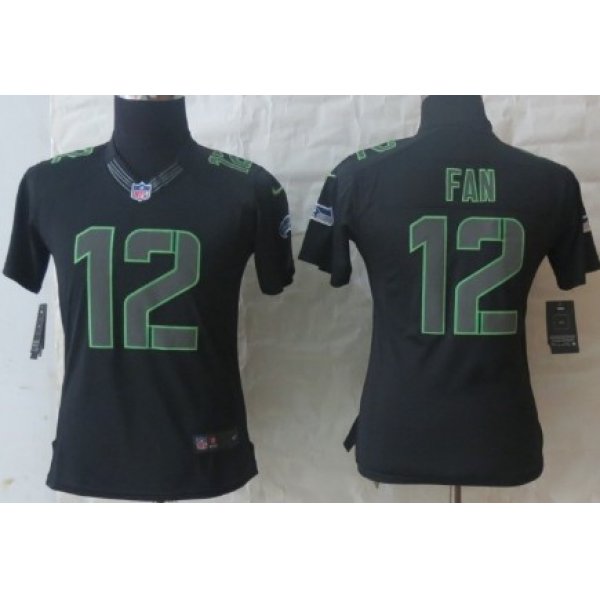 Nike Seattle Seahawks #12 Fan Black Impact Limited Womens Jersey