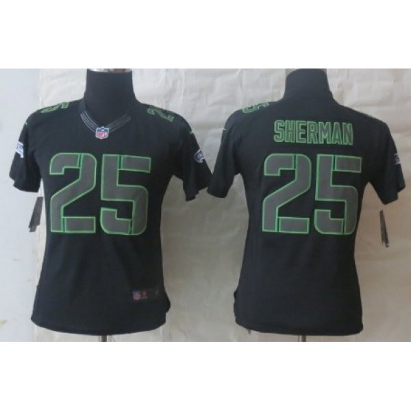 Nike Seattle Seahawks #25 Richard Sherman Black Impact Limited Womens Jersey