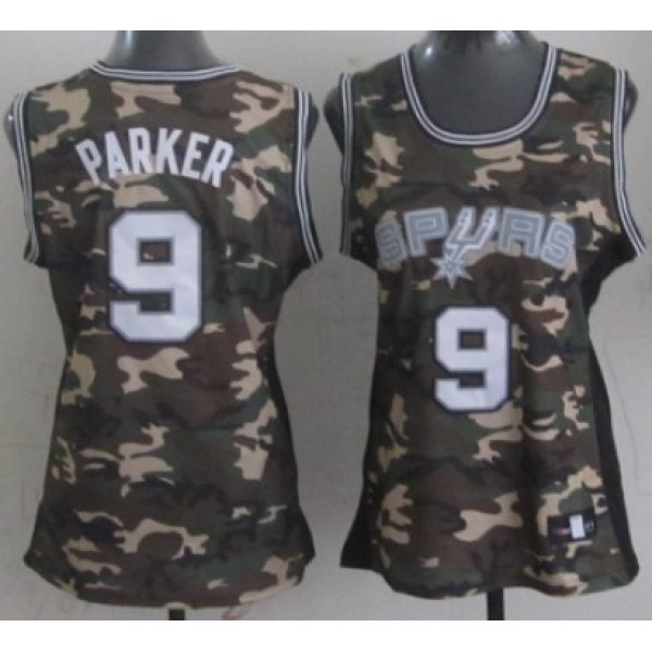 San Antonio Spurs #9 Tony Parker Camo Fashion Womens Jersey