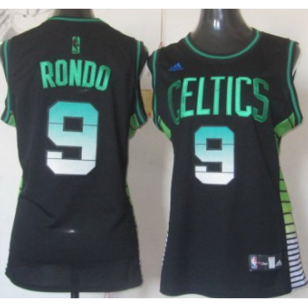 Boston Celtics #9 Rajon Rondo Vibe Black Fashion Womens Jersey