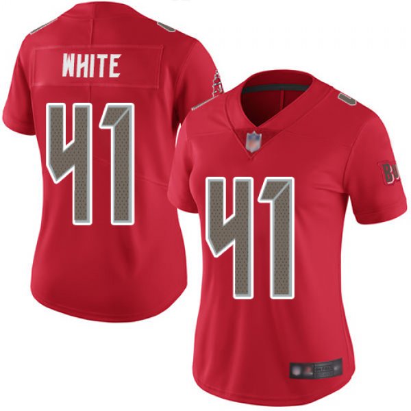 Buccaneers #41 Devin White Red Women's Stitched Football Limited Rush Jersey