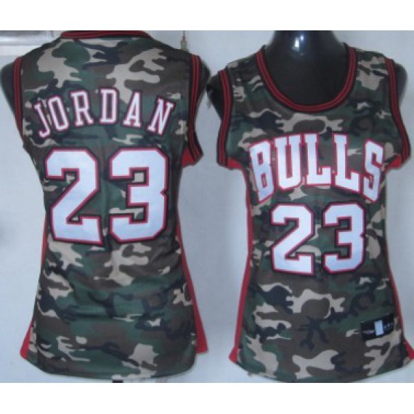 Chicago Bulls #23 Michael Jordan Camo Fashion Womens Jersey
