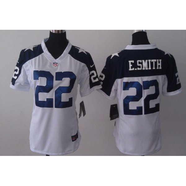 Nike Dallas Cowboys #22 Emmitt Smith White Thanksgiving Game Womens Jersey