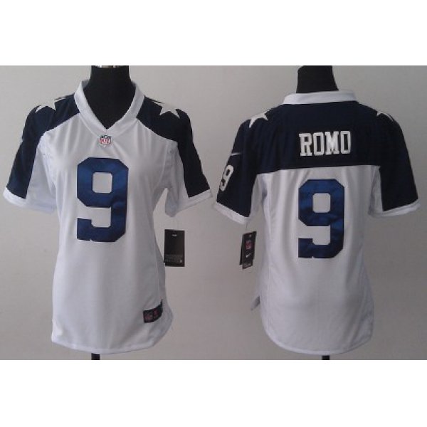Nike Dallas Cowboys #9 Tony Romo White Thanksgiving Game Womens Jersey