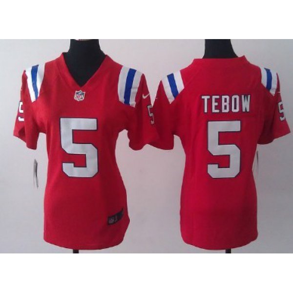 Nike New England Patriots #5 Tim Tebow Red Game Womens Jersey