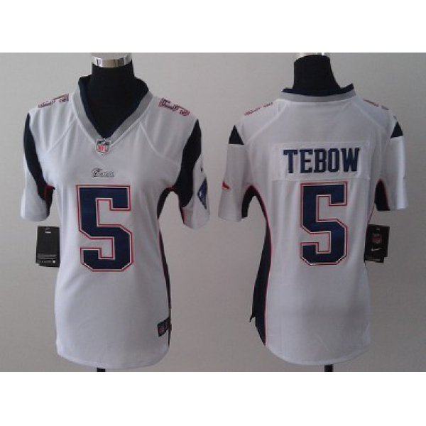 Nike New England Patriots #5 Tim Tebow White Game Womens Jersey