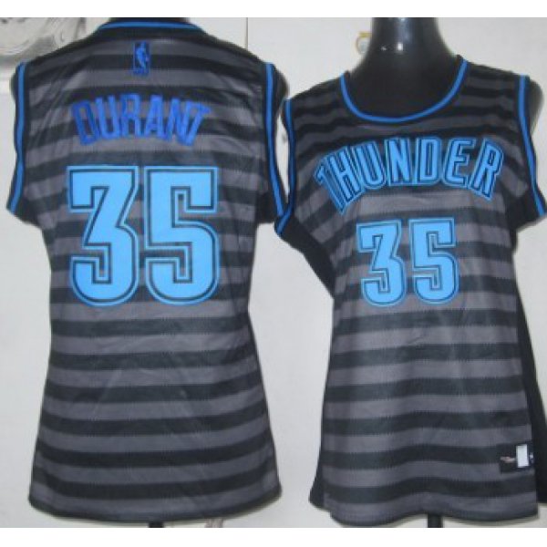 Oklahoma City Thunder #35 Kevin Durant Gray With Black Pinstripe Womens Jersey