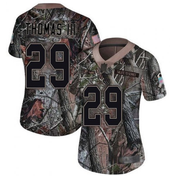 Ravens #29 Earl Thomas III Camo Women's Stitched Football Limited Rush Realtree Jersey