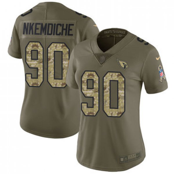 Women's Nike Arizona Cardinals #90 Robert Nkemdiche Olive Camo Stitched NFL Limited 2017 Salute to Service Jersey