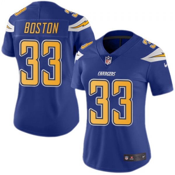 Women's Nike Los Angeles Chargers #33 Tre Boston Electric Blue Stitched NFL Limited Rush Jersey