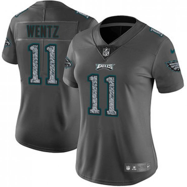 Women's Nike Philadelphia Eagles #11 Carson Wentz Gray Static NFL Vapor Untouchable Game Jersey