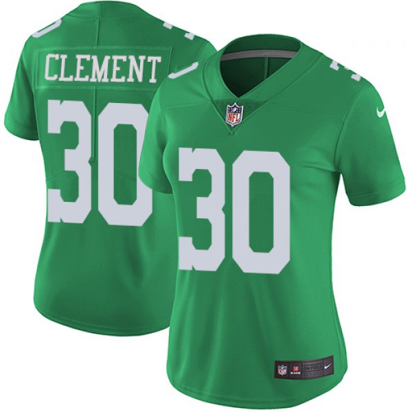 Women's Nike Philadelphia Eagles #30 Corey Clement Green Stitched NFL Limited Rush Jersey