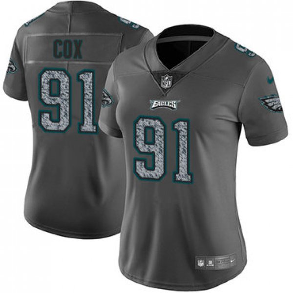 Women's Nike Philadelphia Eagles #91 Fletcher Cox Gray Static Stitched NFL Vapor Untouchable Limited Jersey