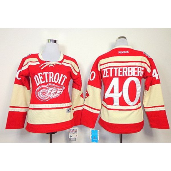 Detroit Red Wings #40 Henrik Zetterberg 2014 Winter Classic Red Womens Jersey