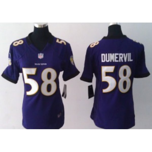 Nike Baltimore Ravens #58 Elvis Dumervil Purple Game Womens Jersey