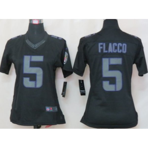 Nike Baltimore Ravens #5 Joe Flacco Black Impact Limited Womens Jersey